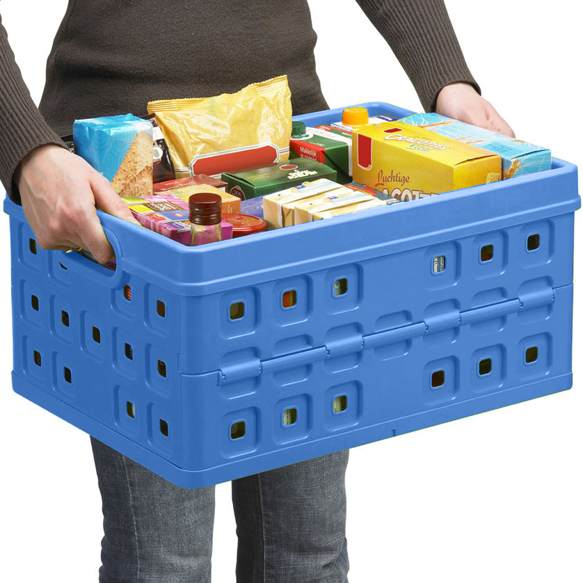 Sunware Square 46 liter set van 4 vouwkratten - Blue
