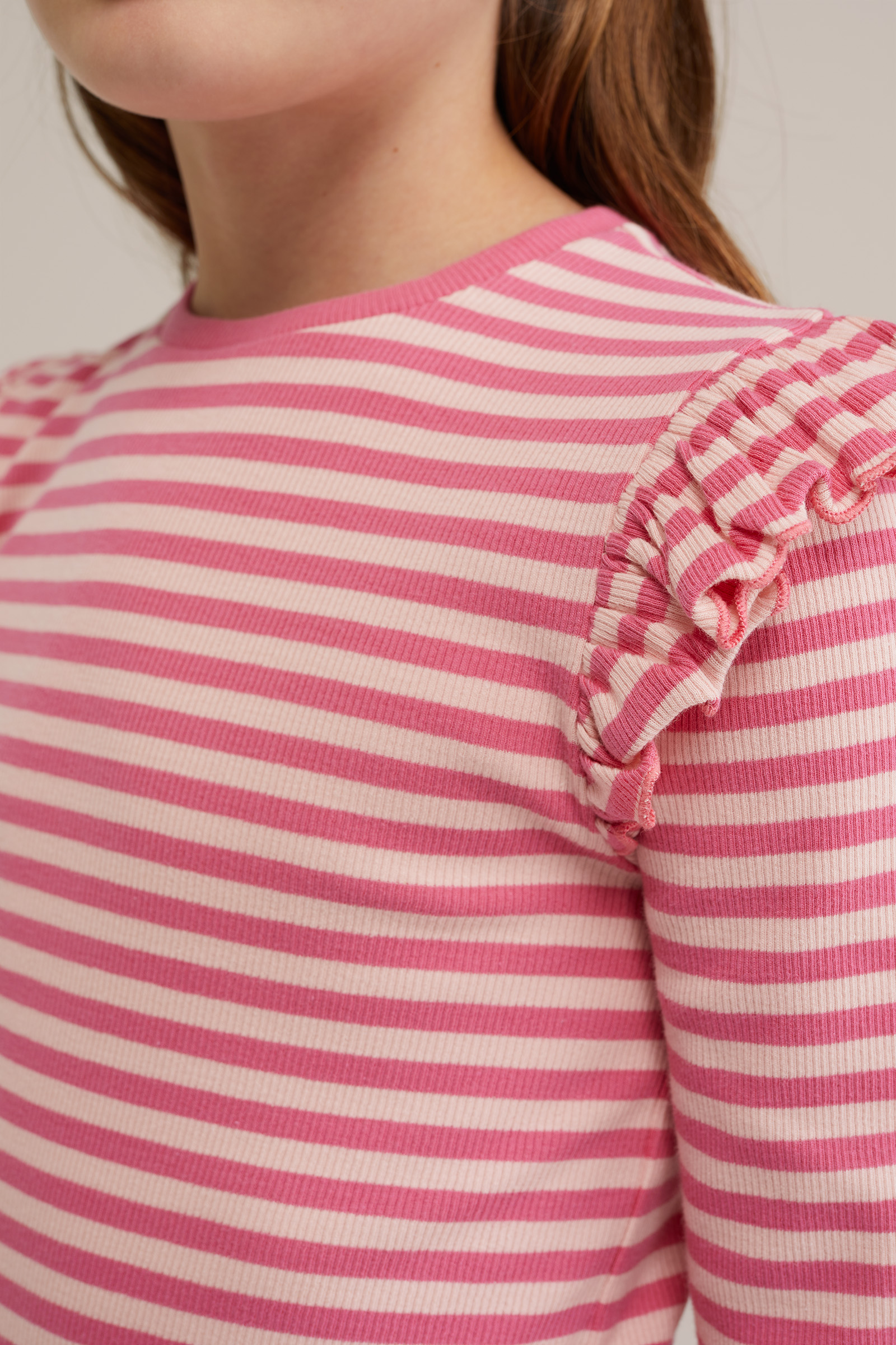 Meisjes gestreept T-shirt WE Fashion Lichtroze