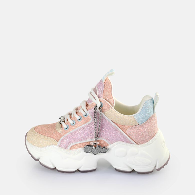Binary Glam Baskets basses véganes, pêche multicolore