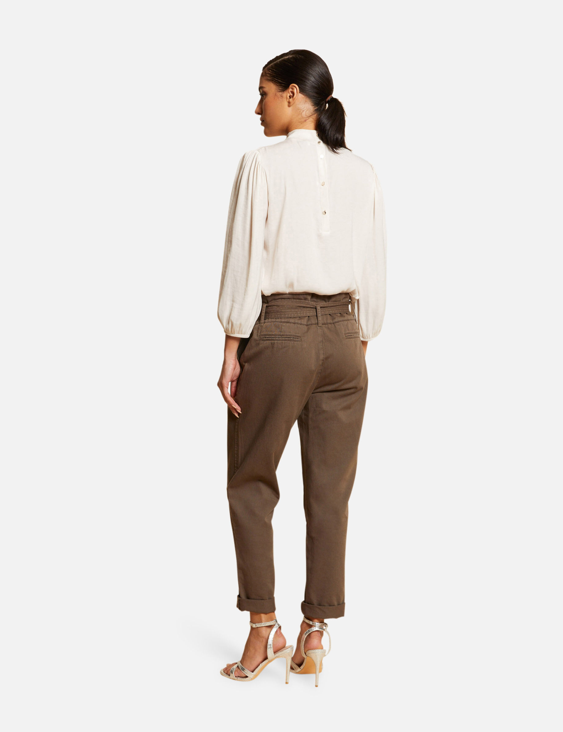Blouse manches 3/4 satinée ecru moyen femme - ecru_moyen