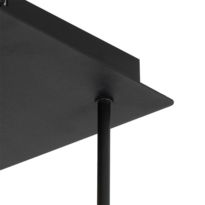 Moderne plafondlamp zwart 9-lichts met smoke glas - Athens