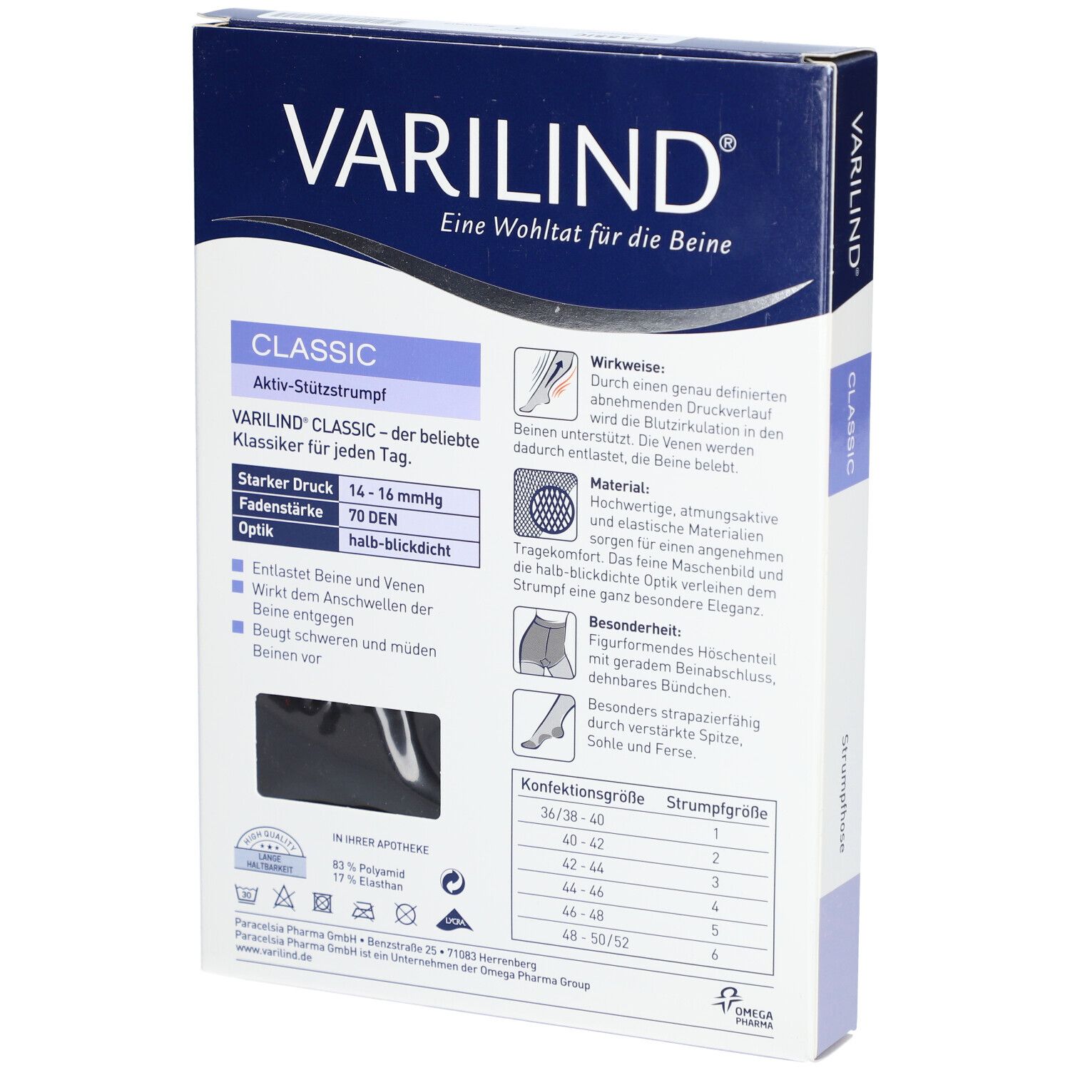 VARILIND Classic 70den Stützstrümpfe AT Größe 3 Schwarz