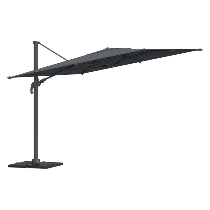 Parasol déporté rectangulaire MELHIA Anthracite + 4 dalles de parasol STACIO
