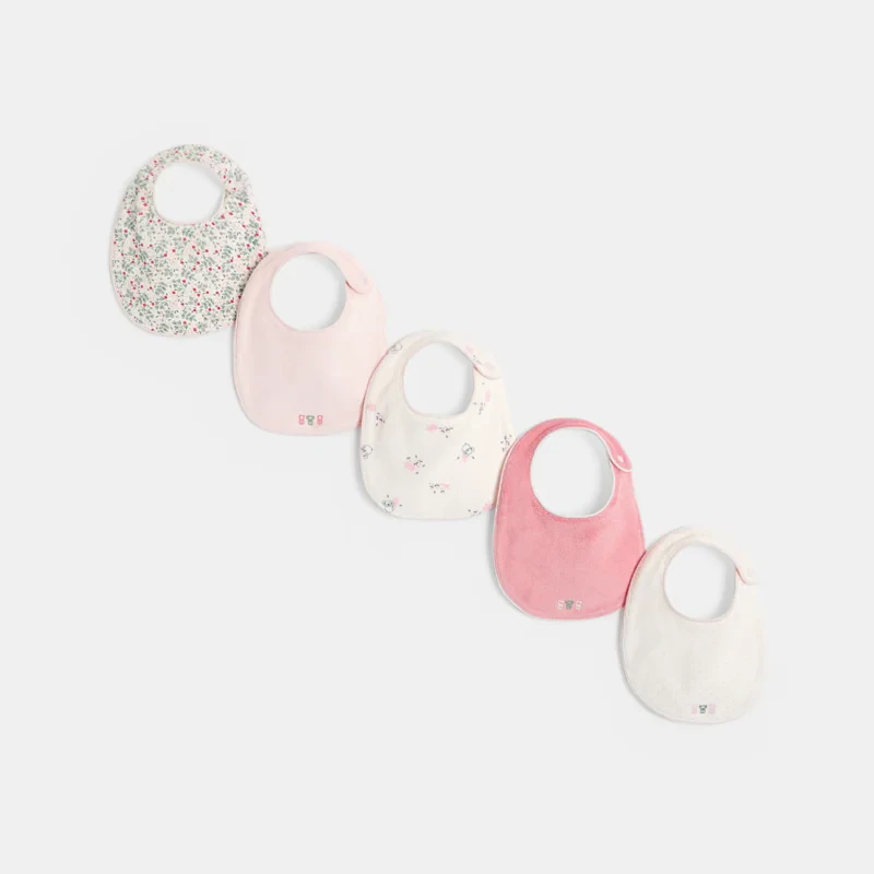 Bavoirs en éponge rose bébé fille (lot de 5) Rose