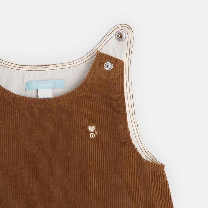 Robe chasuble velours et legging marron bébé fille Marron