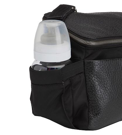 Storksak Barnevognstaske - L?der - Alyssa - Blåck/Gunmetal