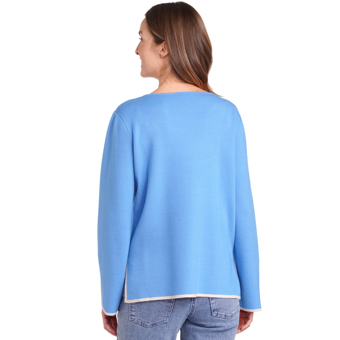Gina Benotti Damen Pullover mit Kontraststreifen blau