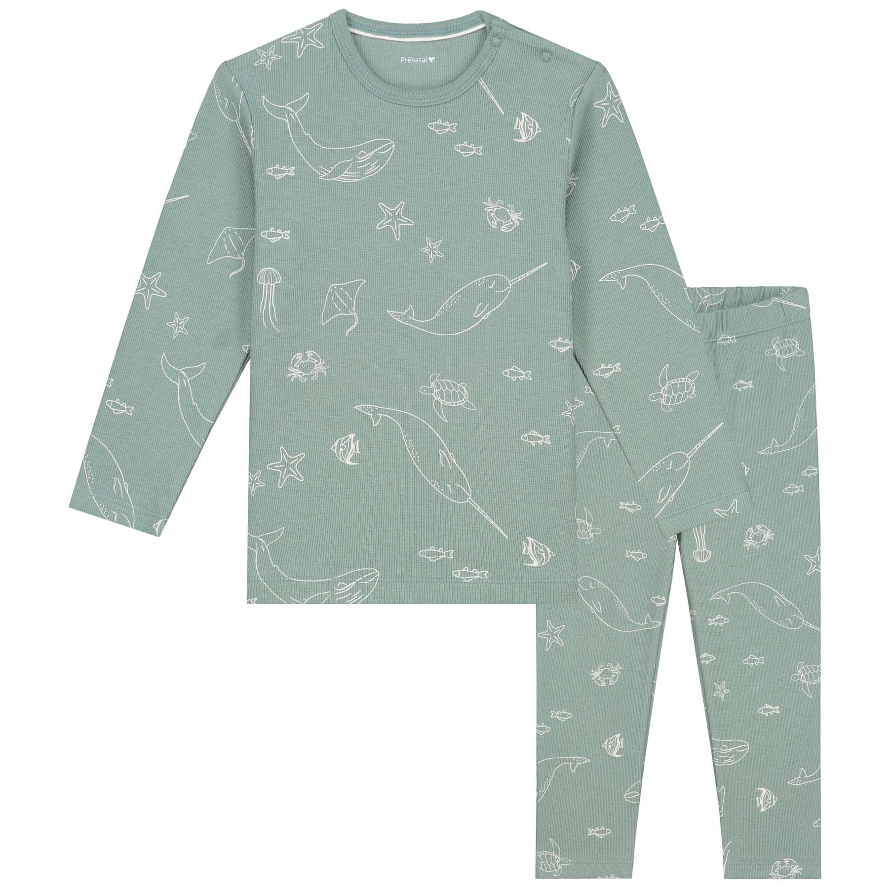 Prénatal peuter pyjama onderwater rib groen