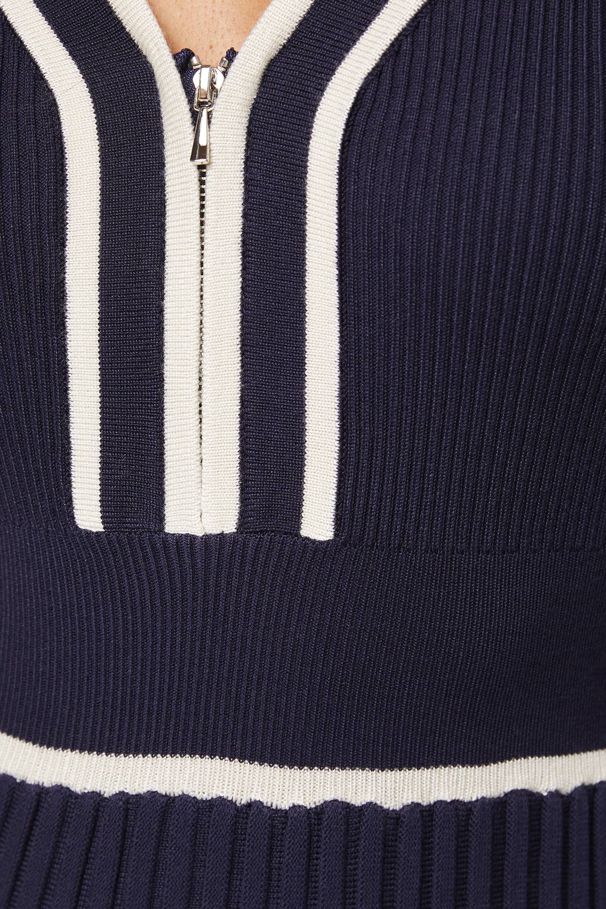 Wallis Robe Midi Tricotée Plissée à Fermeture Éclair