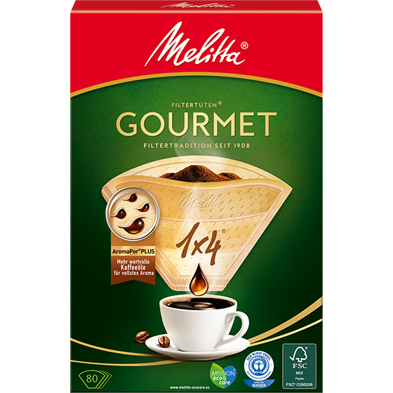 Melitta Gourmet®, 1x4®, braun, 80 St.|Filtertüten®