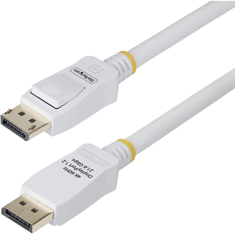 StarTech.com Câble DisplayPort 1.2 de 3m Blanc Certifié VESA, 4K 60Hz, 21.6Gbps, Connecteurs DP Verrouillables, Câble DisplayPort DP 1.2, Câble de Moniteur DP, M/M