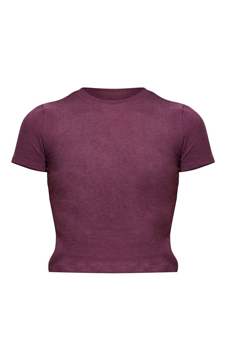 Dark Plum Haut Ajusté À Manches Courtes En Coton Doux