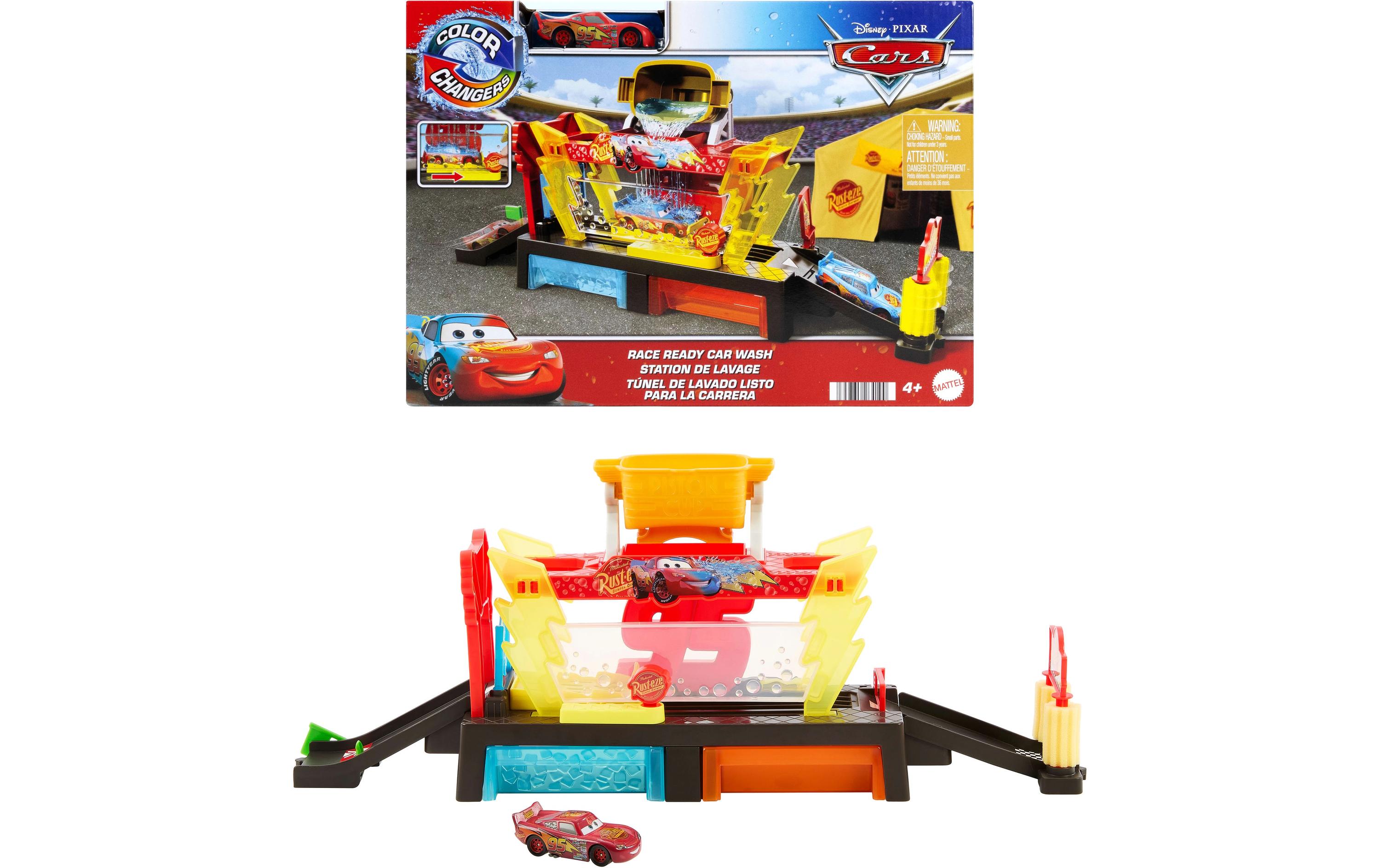 Disney Cars Autowaschanlagen-SpielsetSpielset für Rennwagen und Lightning McQueen mit Farbwechseleffekt