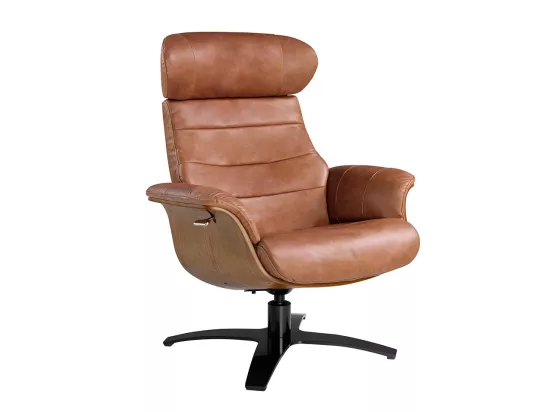 Fauteuil pivotant en cuir de couleur camel 5083 ANGEL CERDA