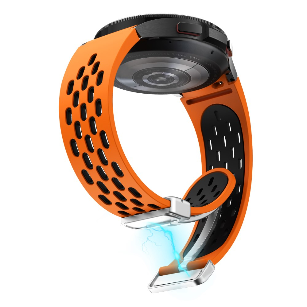 Samsung Galaxy Watch Active 2 (44mm) Ersatz Sport Dual Color Silikon Armband mit Magnetverschluss (Gelenkumfang: 180 - 240mm) - Orange / Schwarz