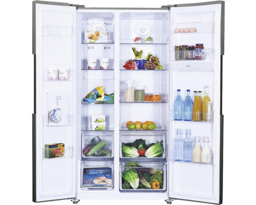 Candy CHSBSO 6174XWD side-by-side koelkast, afmetingen (B x H x D): 90,2 x 177 x 66 cm, koelgedeelte: 344 l, vriesgedeelte: 185 l, zilver