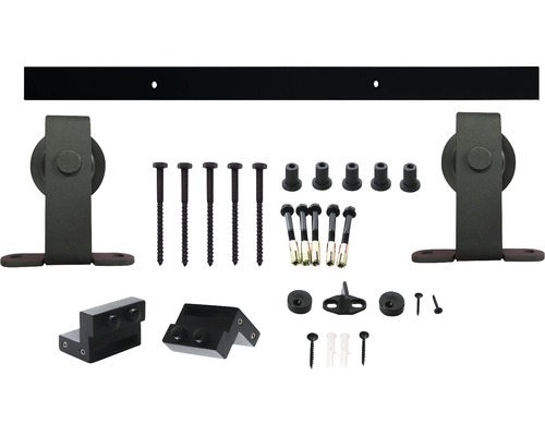 Intersteel schuifdeur complete set Pure Barn Door Basic -Top zwart 93x211,5 cm incl. deurblad wit, schuifdeurbeslag Basic Top en krukset