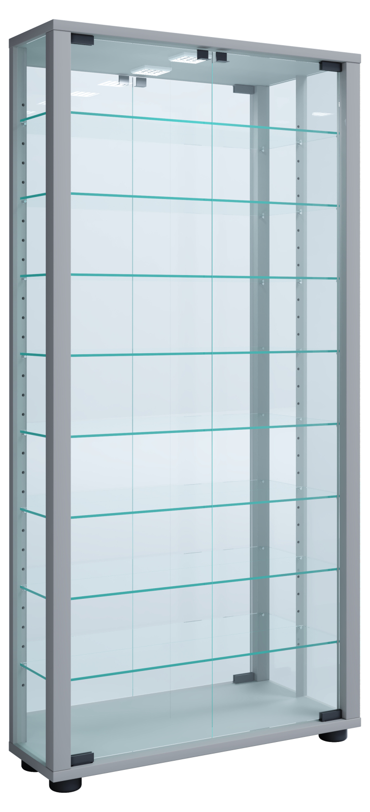 Wandvitrine VITROSA MAXI - silber - mit Rückwandspiegel - 59 cm