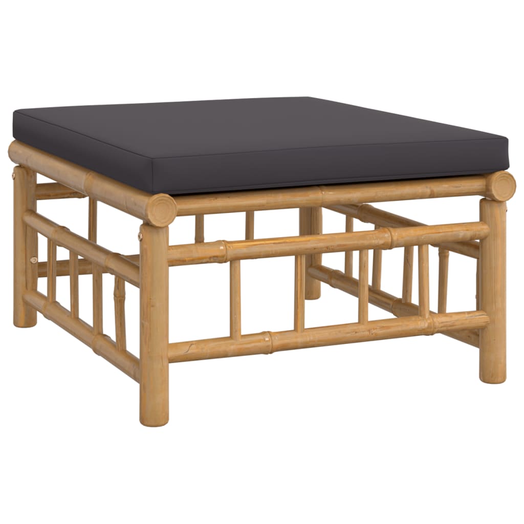 Salon de jardin meuble d'extérieur ensemble de mobilier 6 pièces avec coussins gris foncé bambou