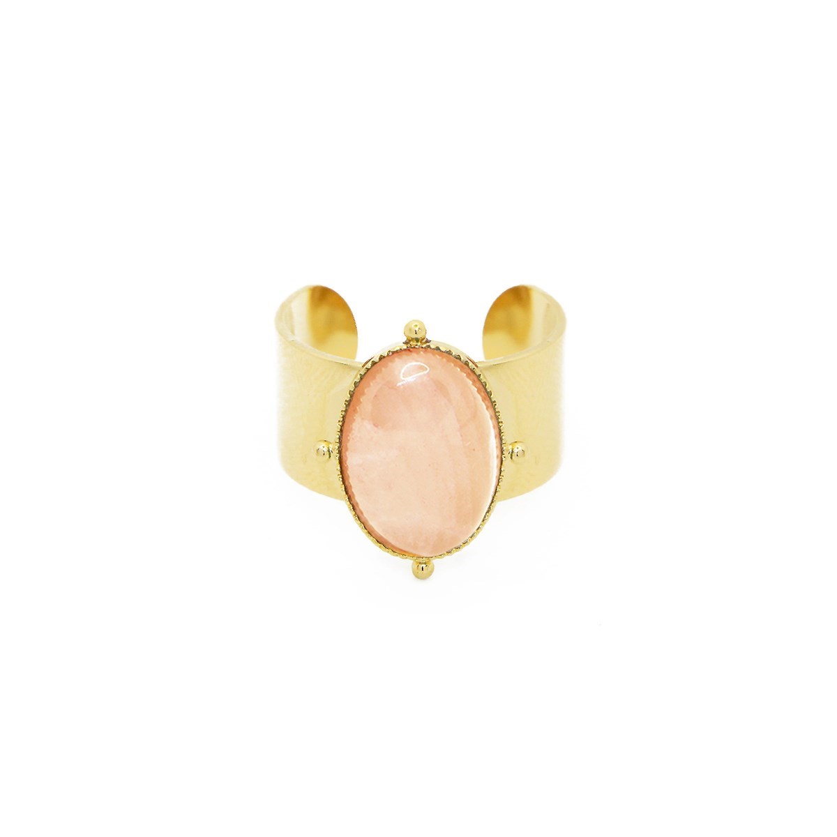 Bague pierre quartz rose dorée à l'or fin 24k NEW CALYPSO