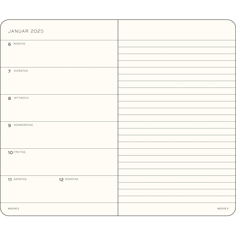 Leuchtturm Wochenkalender & Notizbuch 12 Monate