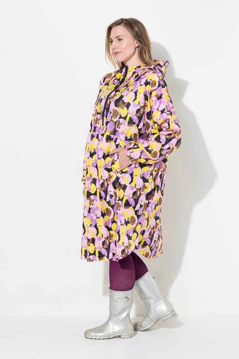 Funktions-Regencape, Unisex, Print, Kapuze, dunkle orchidee