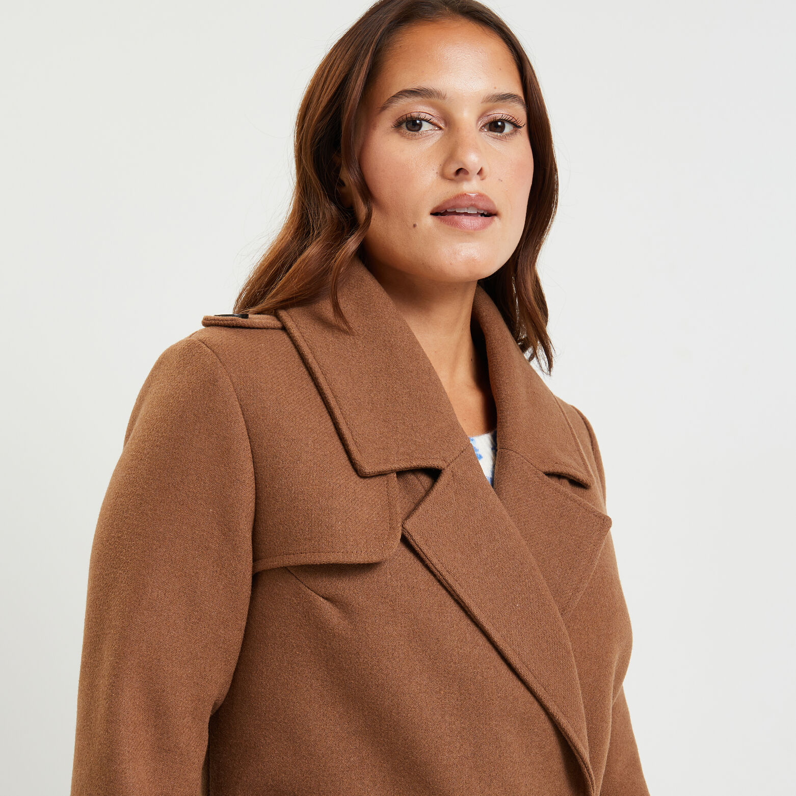Manteau long ceinture à nouer femme