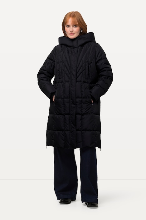 Steppjacke, Metallic-Schimmer, Kapuze, 2-Wege-Zipper