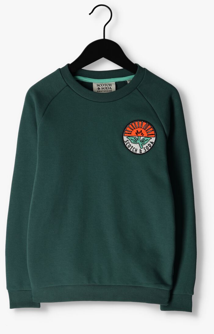 SCOTCH & SODA donkergroene scotch & soda trui crewneck artwork sweatshirt