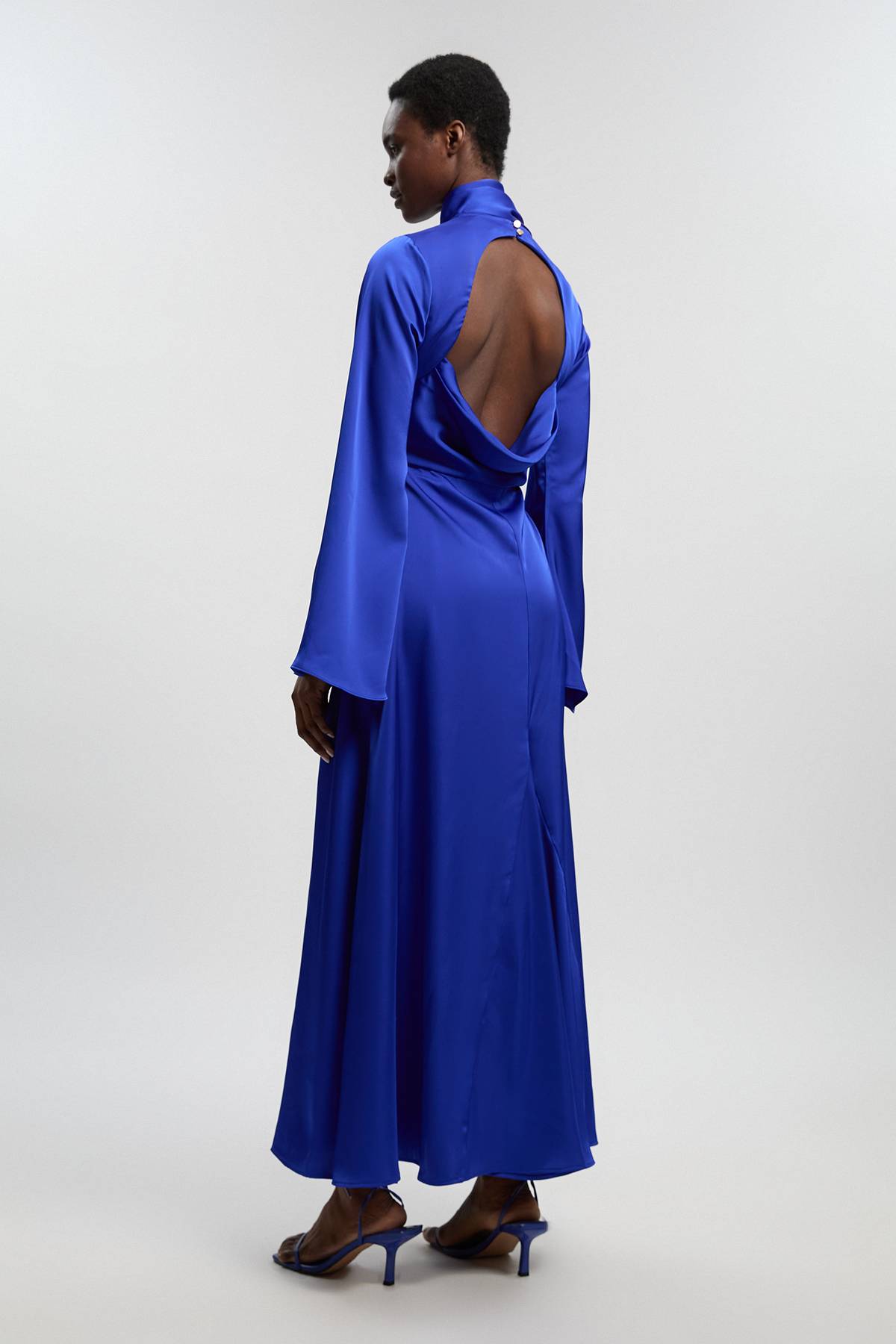 KarenMillen Robe Longue Tissée Drapée À Col Bénitier