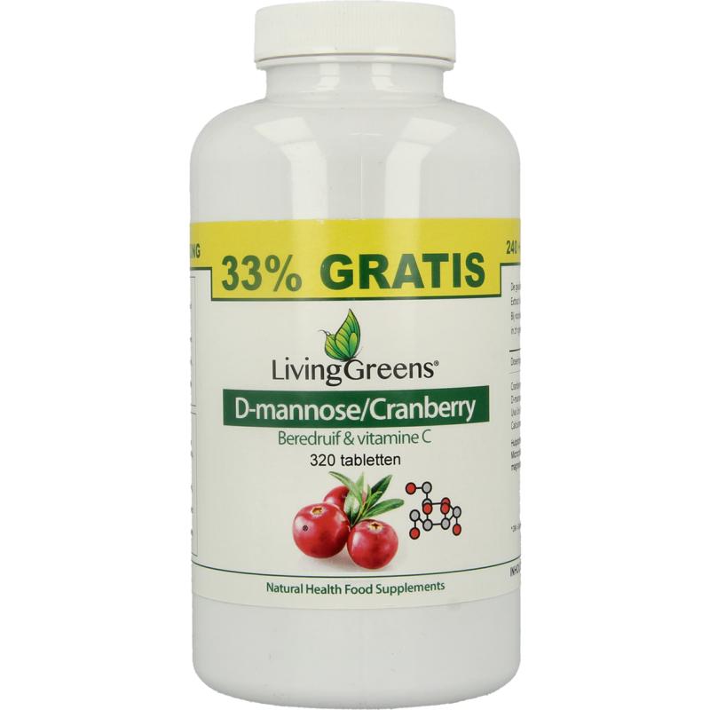 LivingGreens Cranberry D-mannose voordeelve rpakking (320 tabletten)