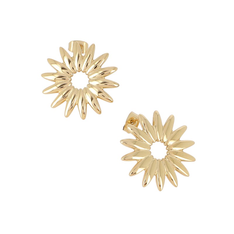 Boucles d'oreilles fleur en acier dorées