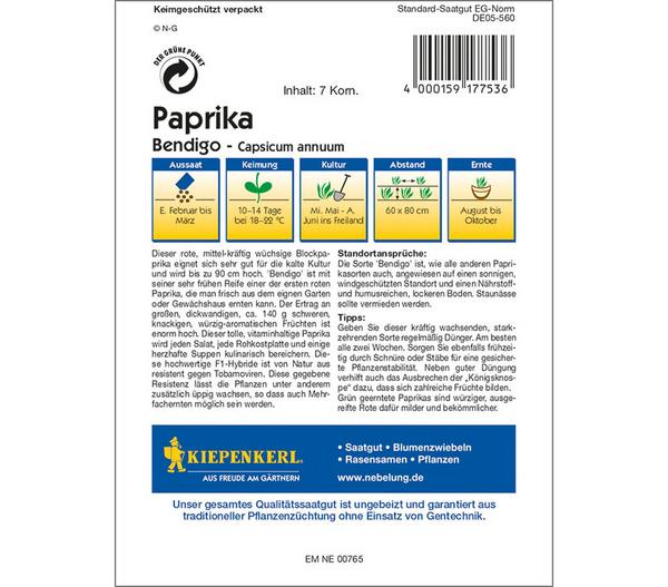 Kiepenkerl Samen Paprika 'Bendigo'
