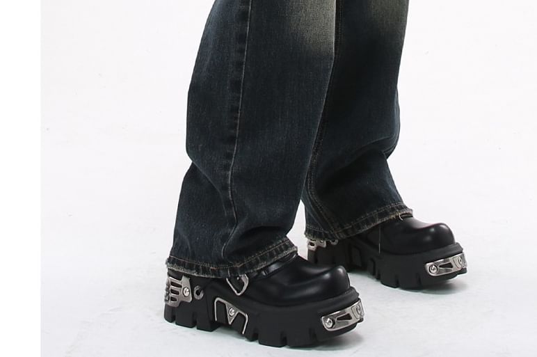 Bolgivy - Mid Waist Washed Wide Leg Jeans (Diverse designs)