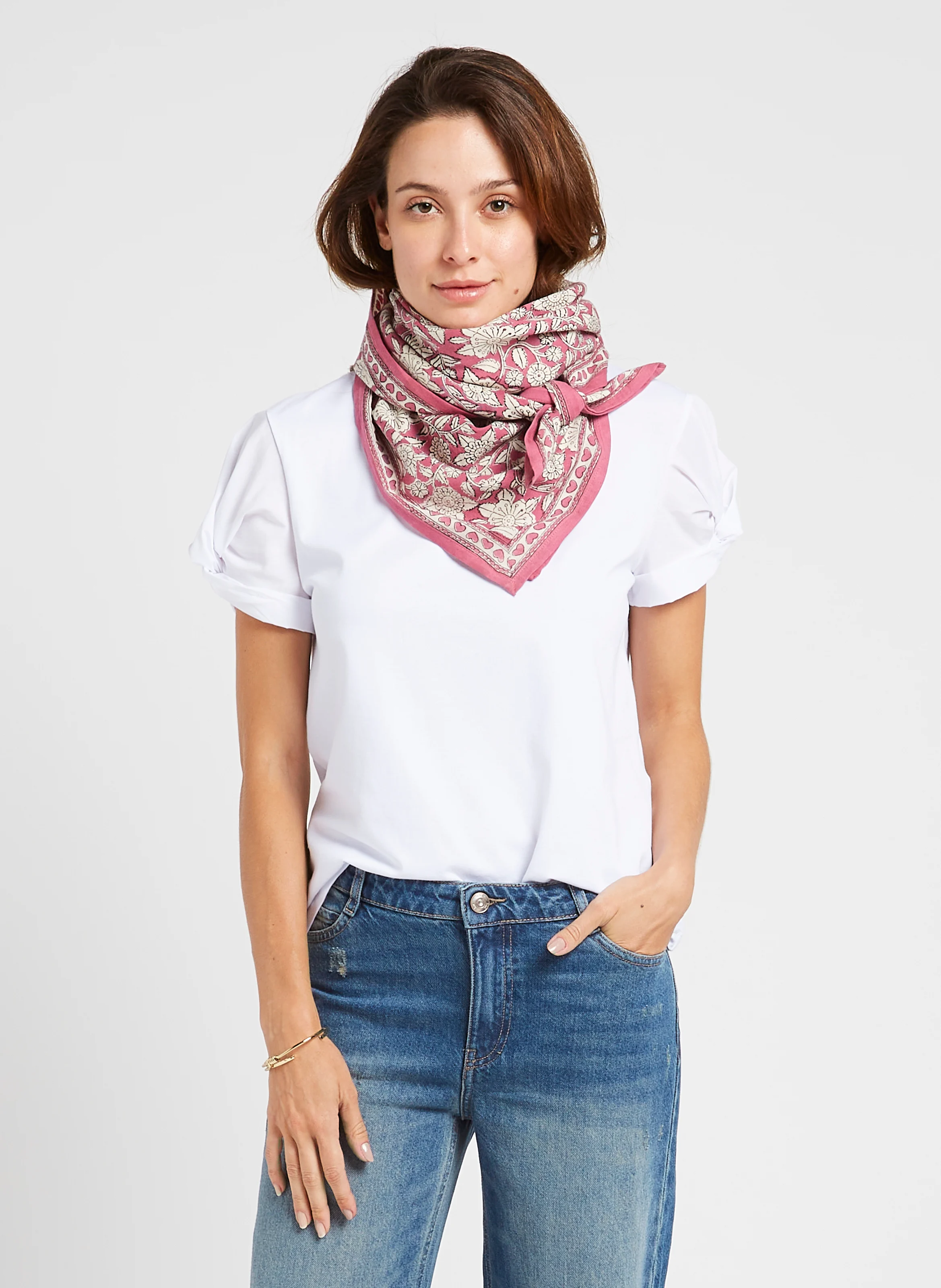 LATIKA - Foulard en coton imprimé | Rose