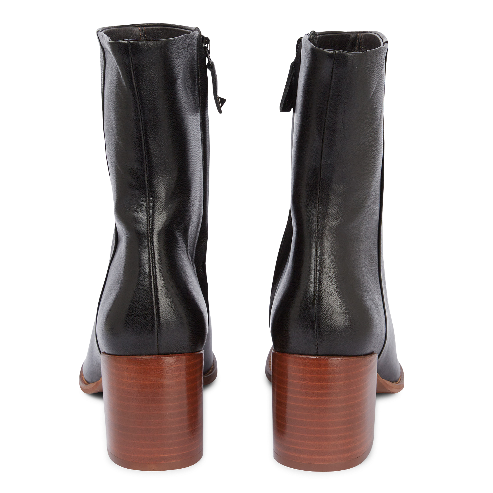 Bottines à talons en cuir| Noir