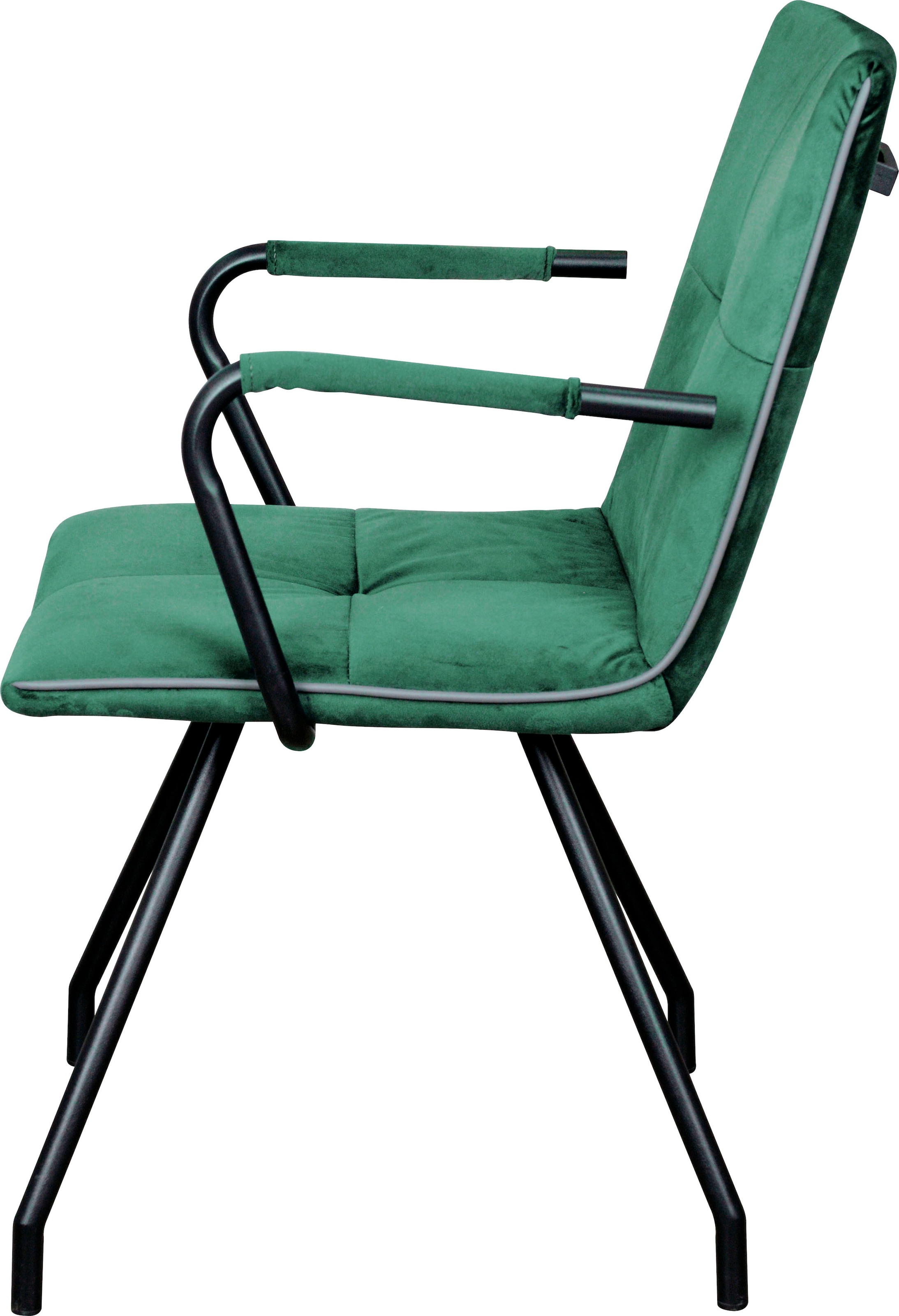 Kayoom Polsterstuhl »Stuhl Eaden 225 2er-Set, samtiger Stoffbezug, Paspel aus Kunstleder« (Set) 2 Stk.stilvoll, pflegeleicht, zeitgemässe Farbgebung, samtiger Stoffbezug