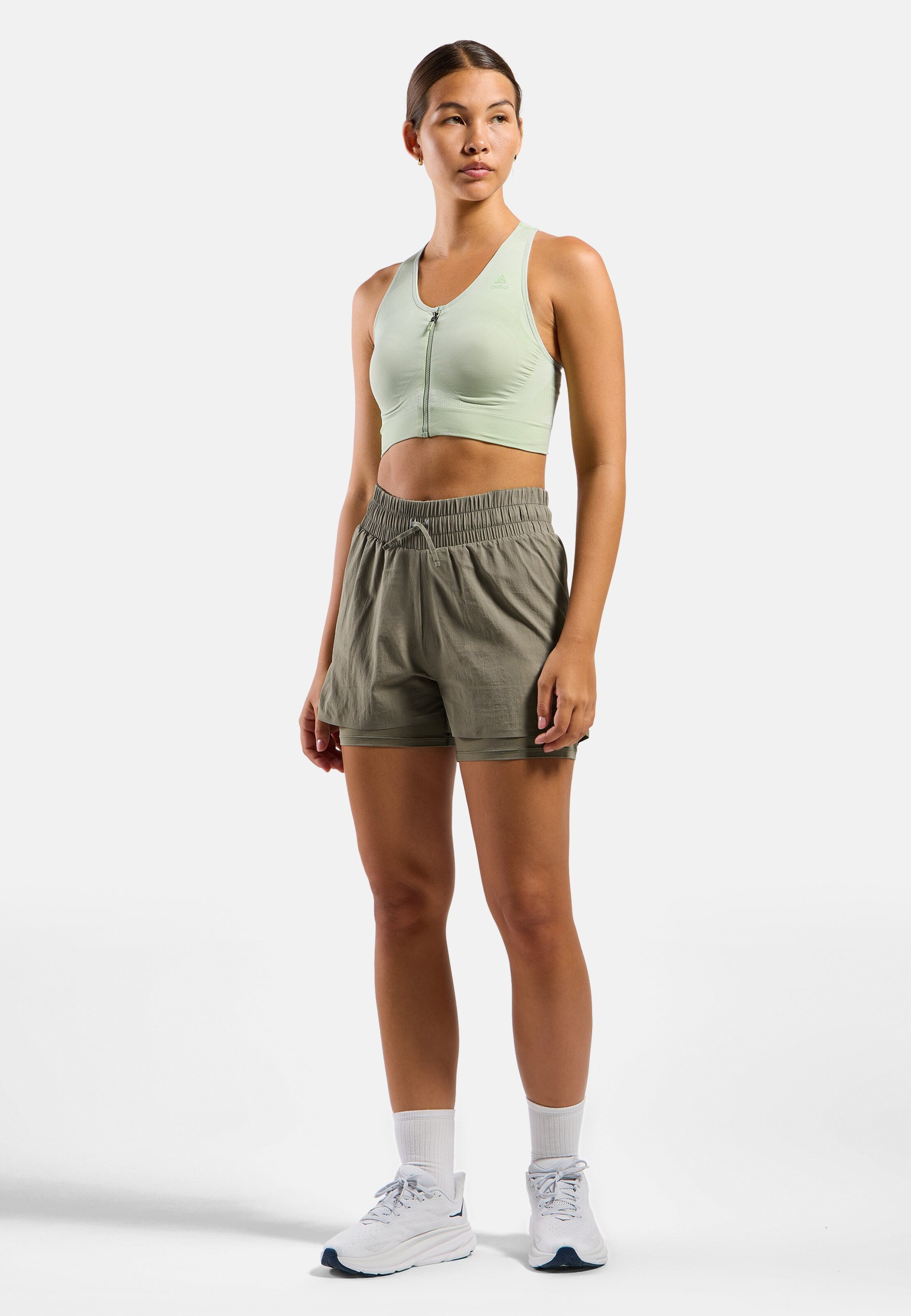 Seamless Sport-BH mit Reissverschluss und starkem Halt in patina green - ambrosia