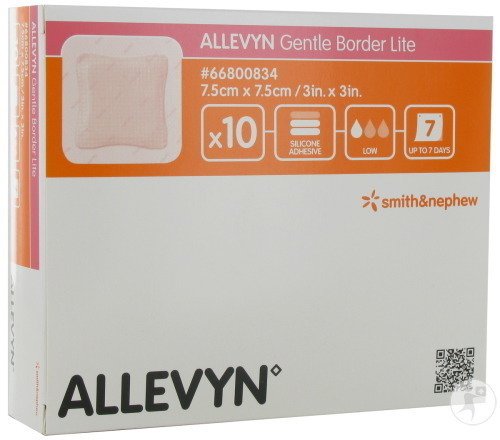 Allevyn Gentle Border Lite Pansement Hydrocellulaire Adhésif 7,5x7,5cm Pièces 10