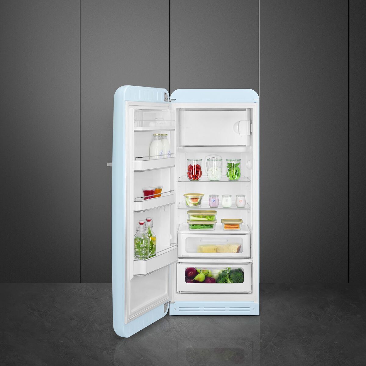 Smeg FAB28LPB6 Kjøleskap Med Fryser 153cm Venstrehengt Pastellblå