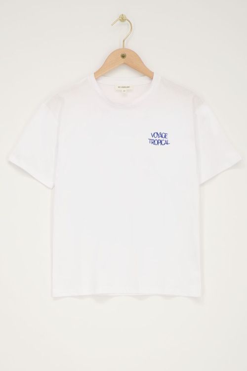 Wit T-shirt  ''Voyage tropical''