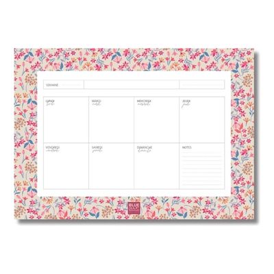 Blue Art Mr & Mrs Clynk Lila - Agenda 1 semaine sur 2 pages - 19 x 27 cm - jardin fleuri