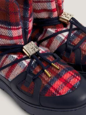 Botas de neve xadrez recicladas