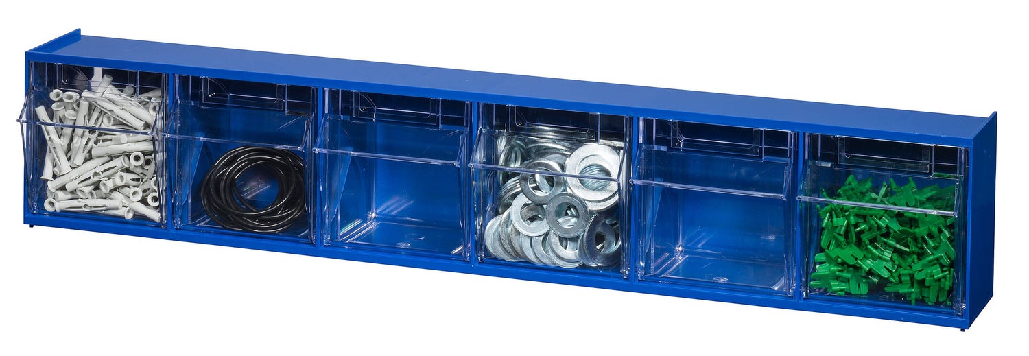 PROREGAL vouwbak magazijn VarioPlus ProFlip 6 HxBxD 11,5 x 60 x 9,5 cm blauw-transparant