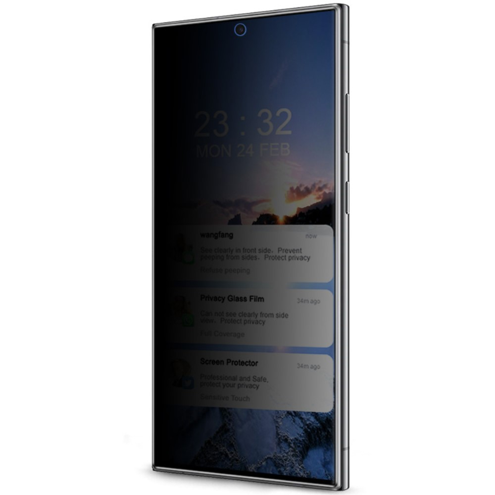 Samsung Galaxy S24 Ultra Privacy Vollbild Panzer Glas Display mit Rahmen