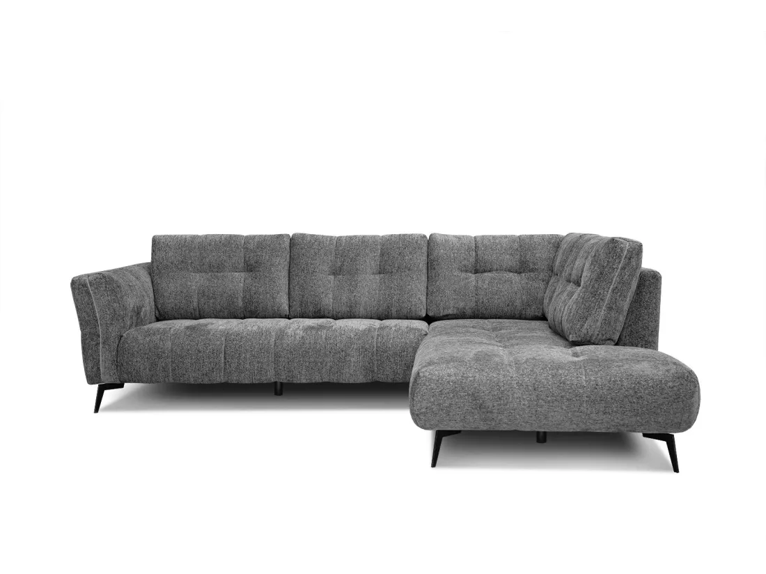 Canapé d'angle droit 5 places tissu gris moyen