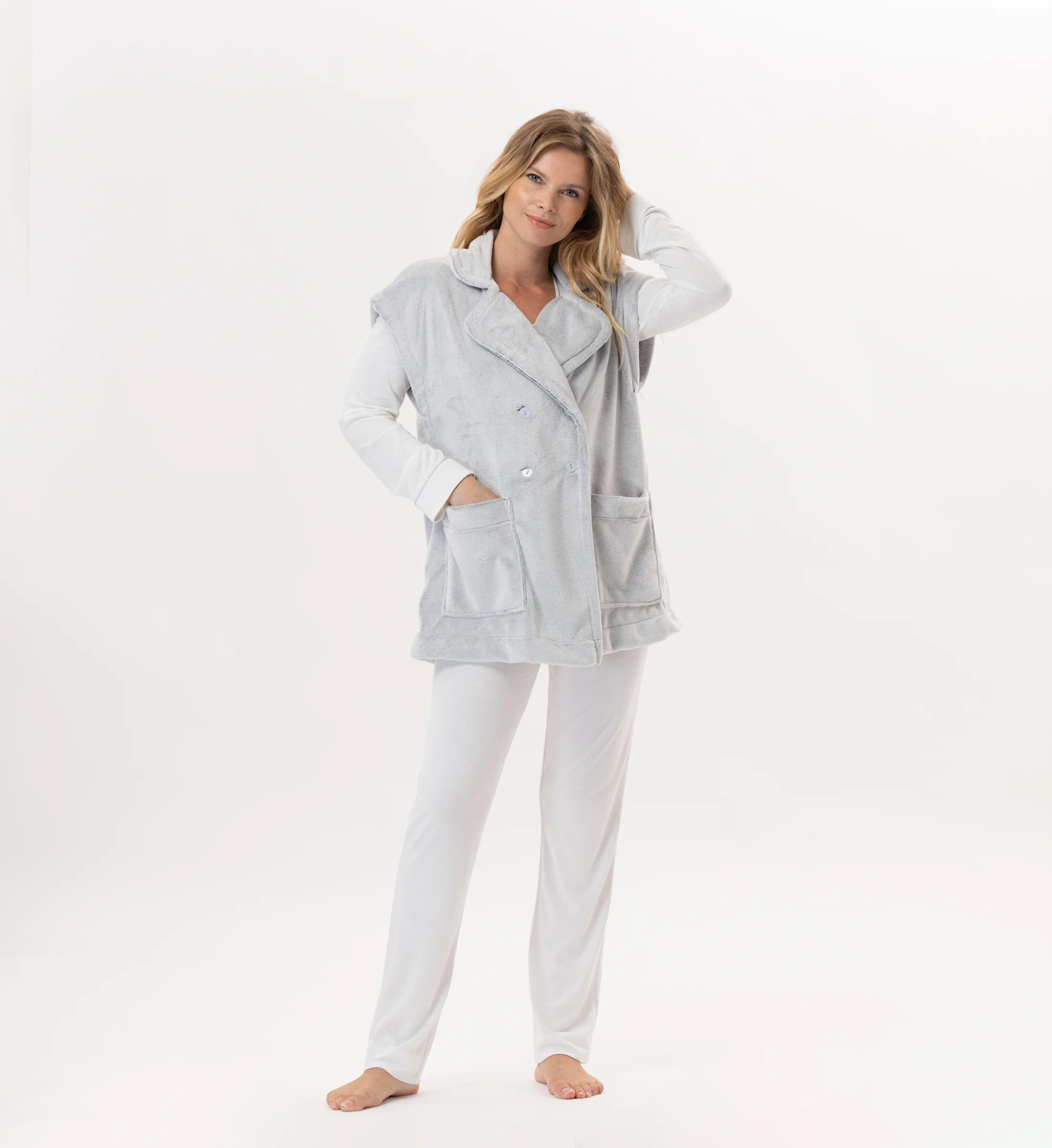 ESSENTIEL 876 - Veste en peluche flanelle | Gris