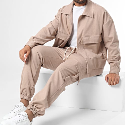 Ensemble Surchemise Et Pantalon Cargo Beige Taupe