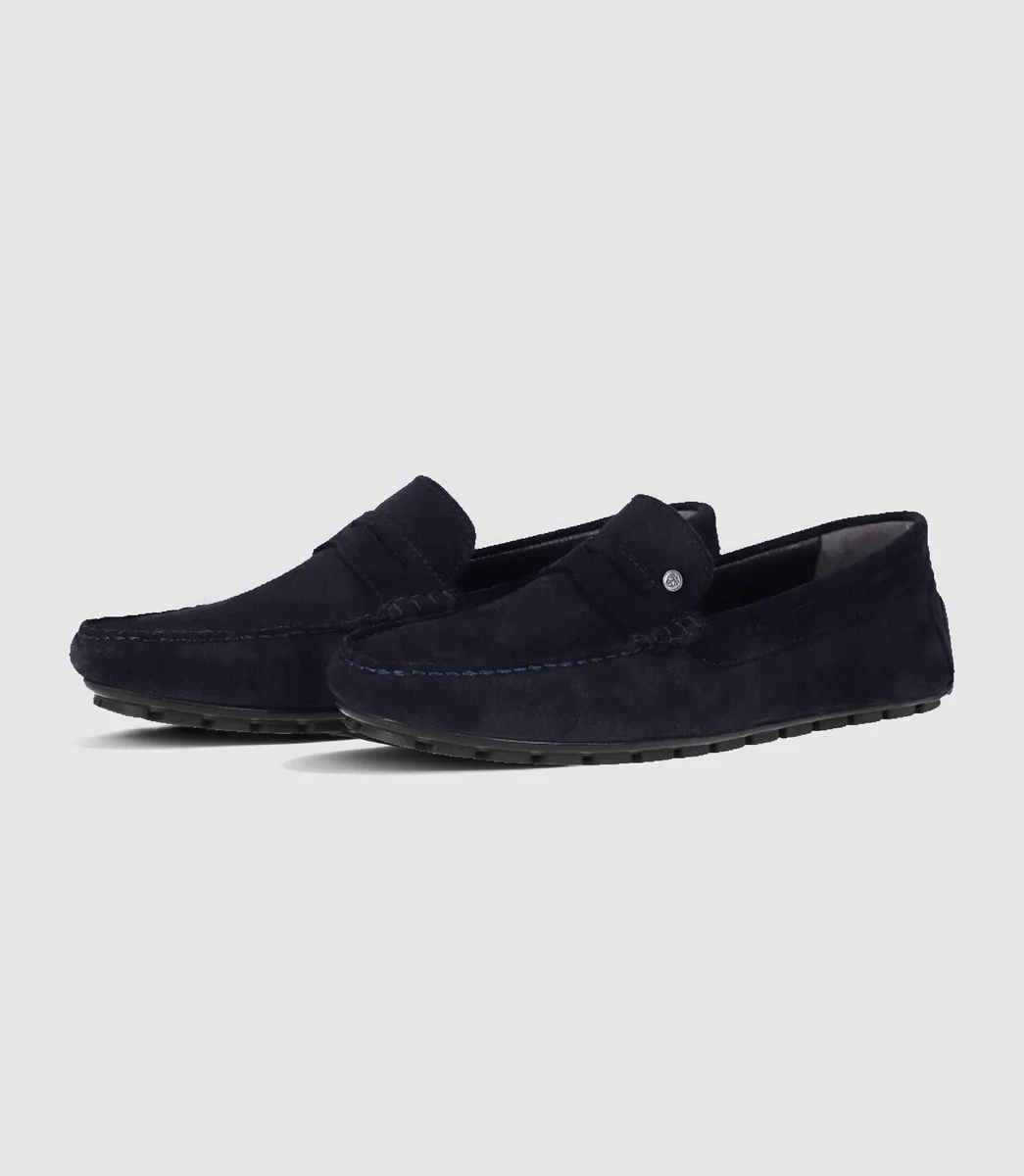 Mocassins en velours marine