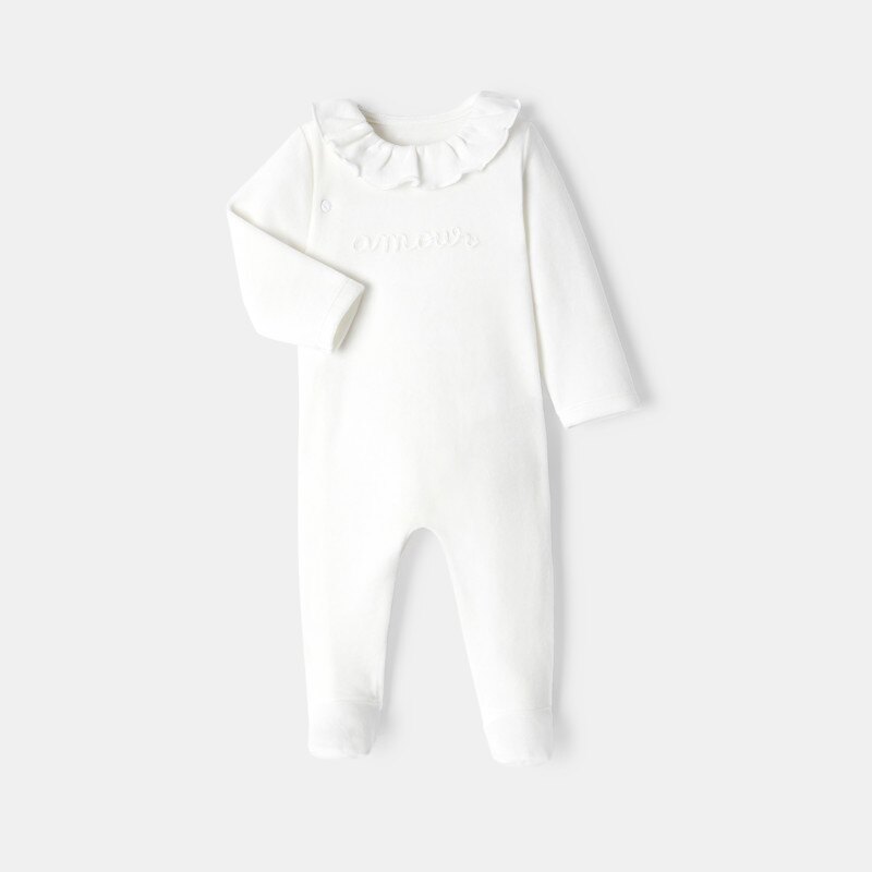 Dors-bien col collerette en velours blanc naissance Absorba Blanc
